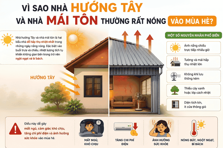 Nhà hướng Tây nên làm mái gì 