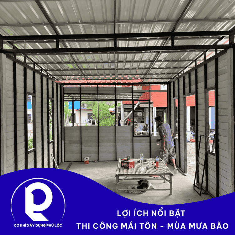 Thi Công Mái Tôn Bền Đẹp An Toàn Mùa Mưa Bão