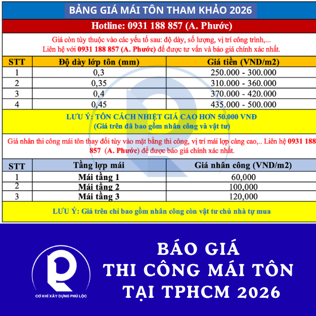 Thi công mái tôn tại tphcm