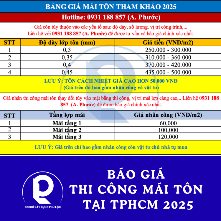 thi công mái tôn nhà tiền chế tại TPHCM