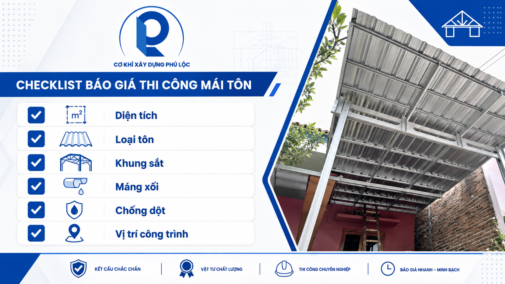 Checklist trước khi nhận báo giá thi công mái tôn