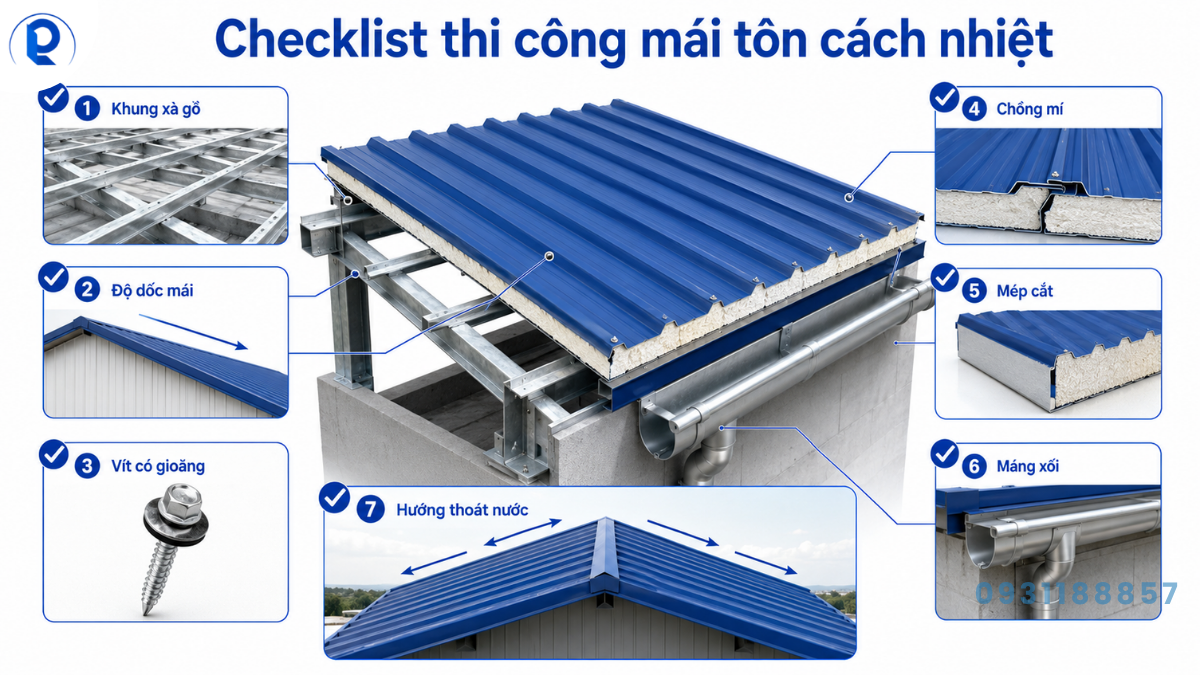 Checklist thi công tôn PU và tôn xốp đúng kỹ thuật