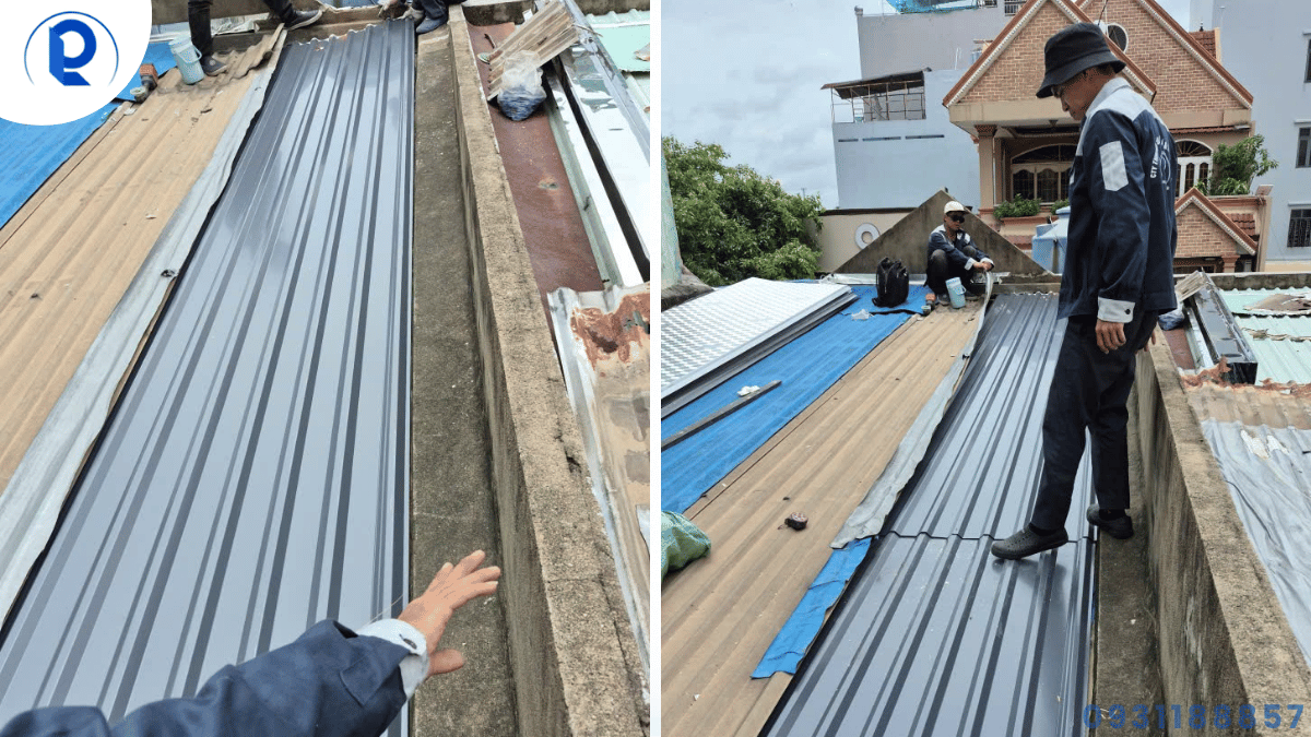 Kiểm tra độ dốc và vị trí chồng mí mái tôn tại công trình