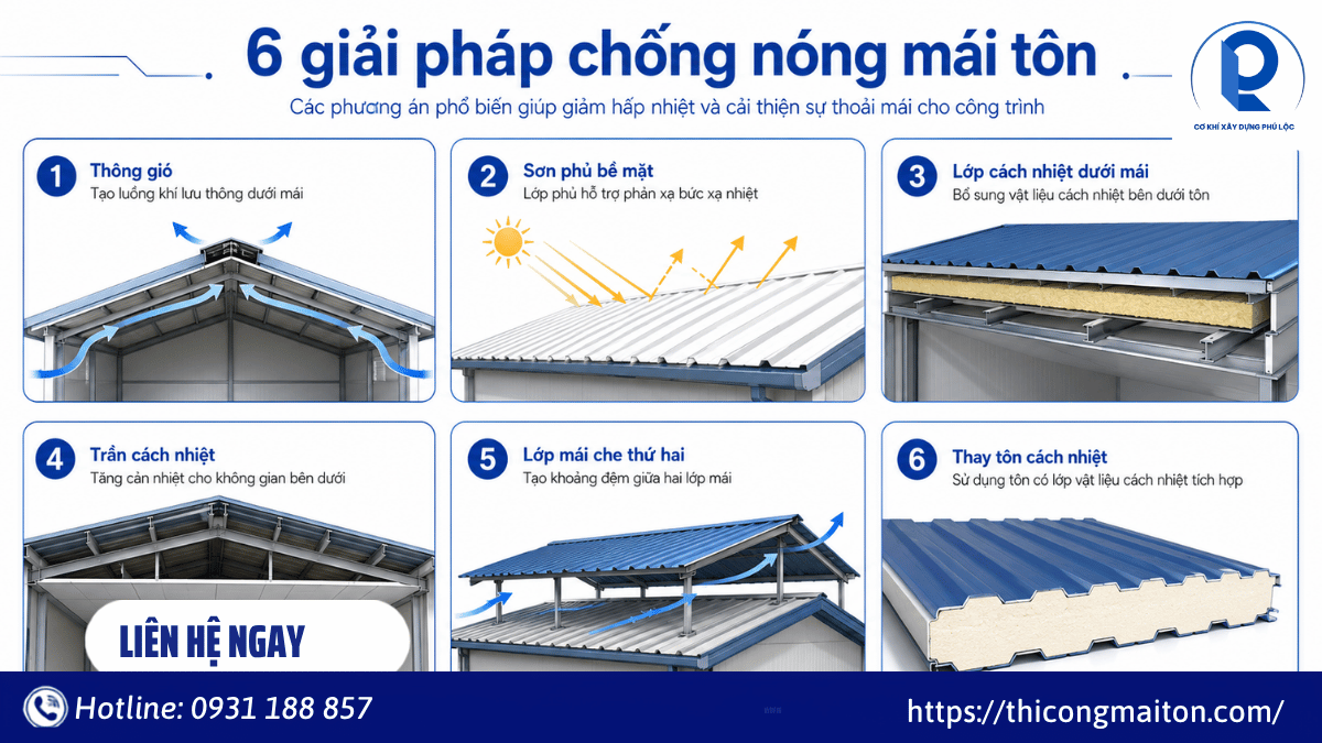 Sáu giải pháp chống nóng mái tôn cho nhà ở