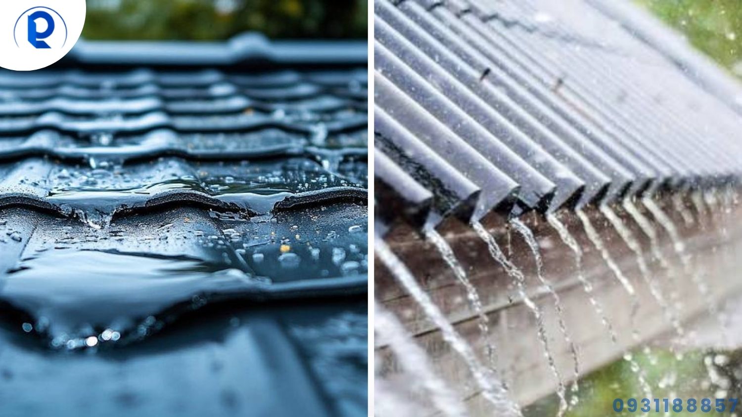 Mái tôn bị đọng nước thành vũng sau mưa tại nhà phố