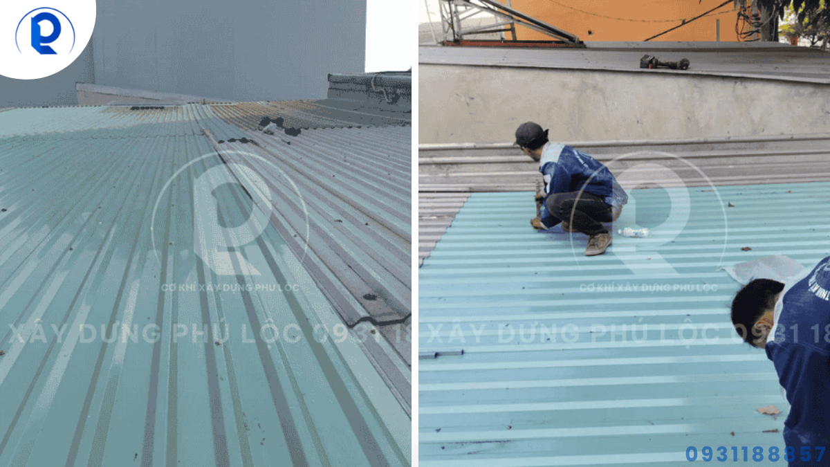 Kỹ thuật viên khảo sát hiện trạng trước khi thi công mái tôn tại TPHCM